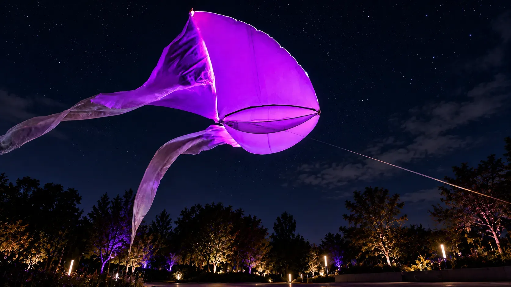 Cerf-volant violet sous les étoileswebp